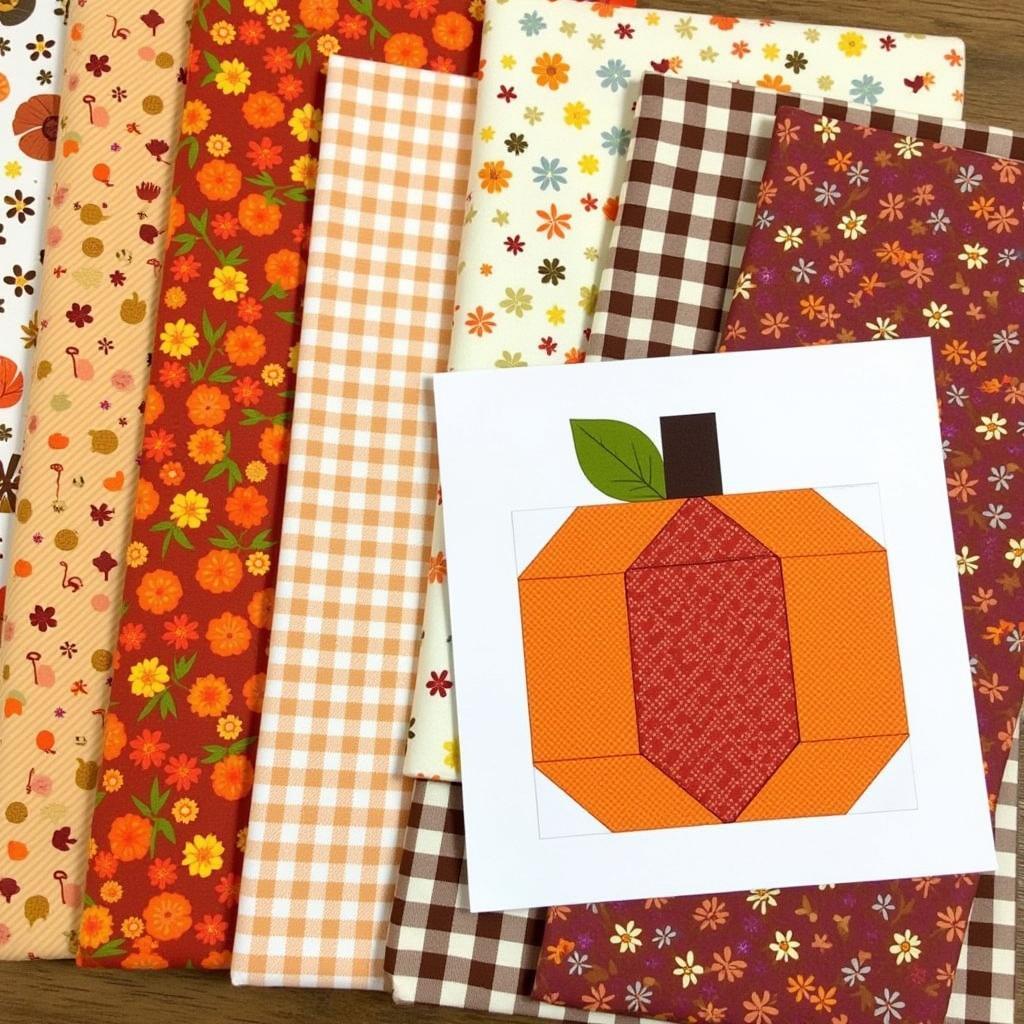 Fabric Selection for Pumpkin Quilt Block