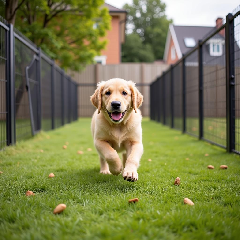 Puppy Playing in Free Standing Pet Fence