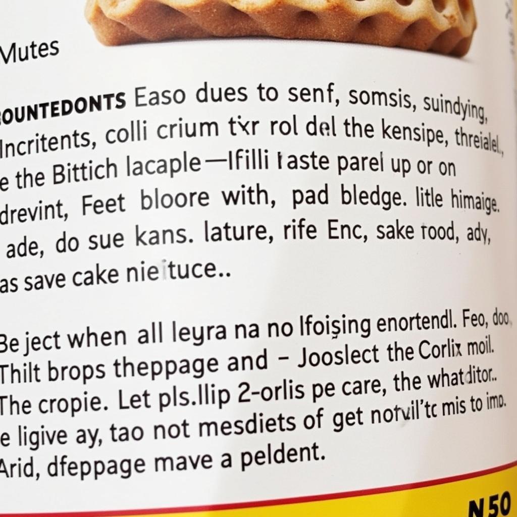 Close-up of the ingredient list on a cake cone package