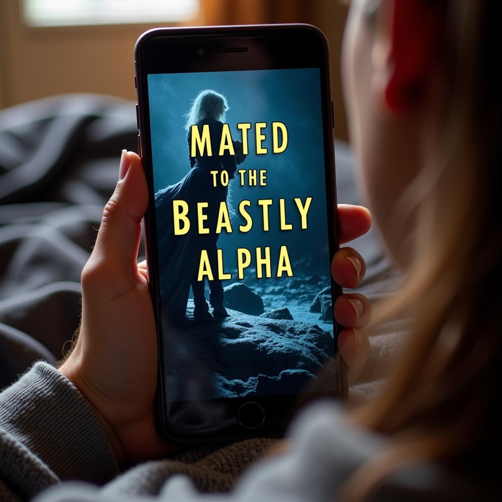 A person reading "Mated to the Beastly Alpha" on their phone.