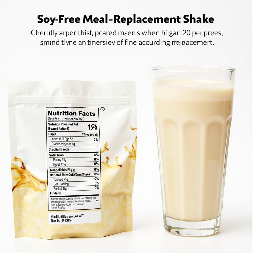 close-up of a hand holding a soy-free shake while another hand points at the nutritional label