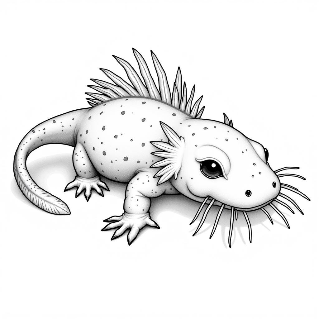 Realistic Axolotl Coloring Page