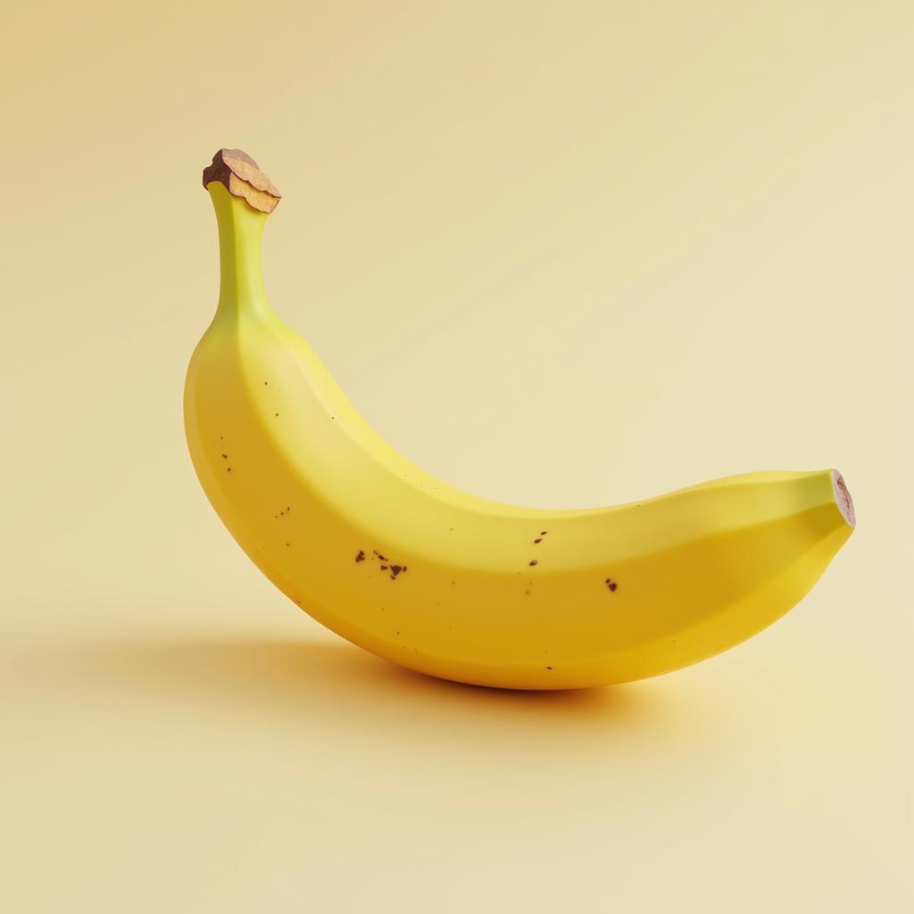 3D model of a ripe banana with detailed texture