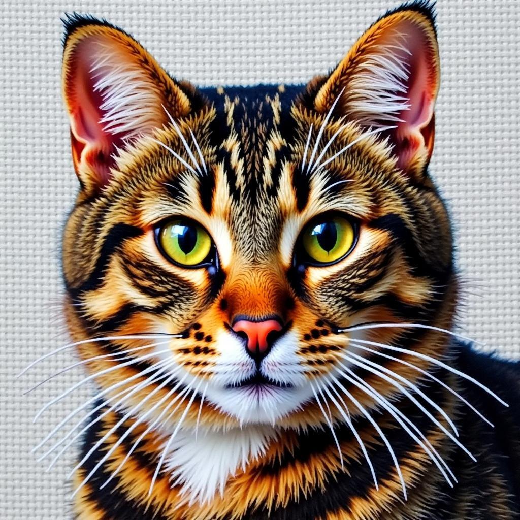 Realistic Cross Stitch Cat Portrait