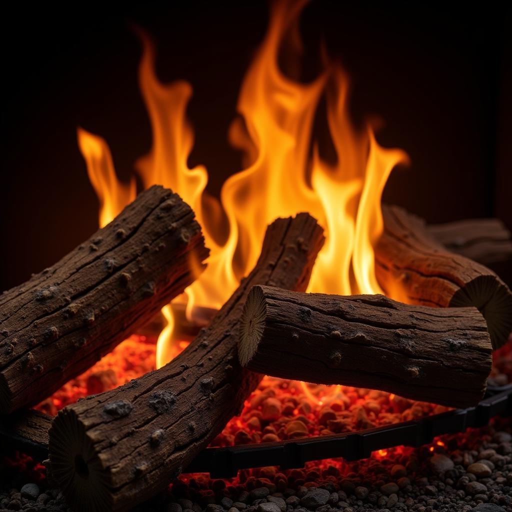 Vent-free gas logs with realistic flames