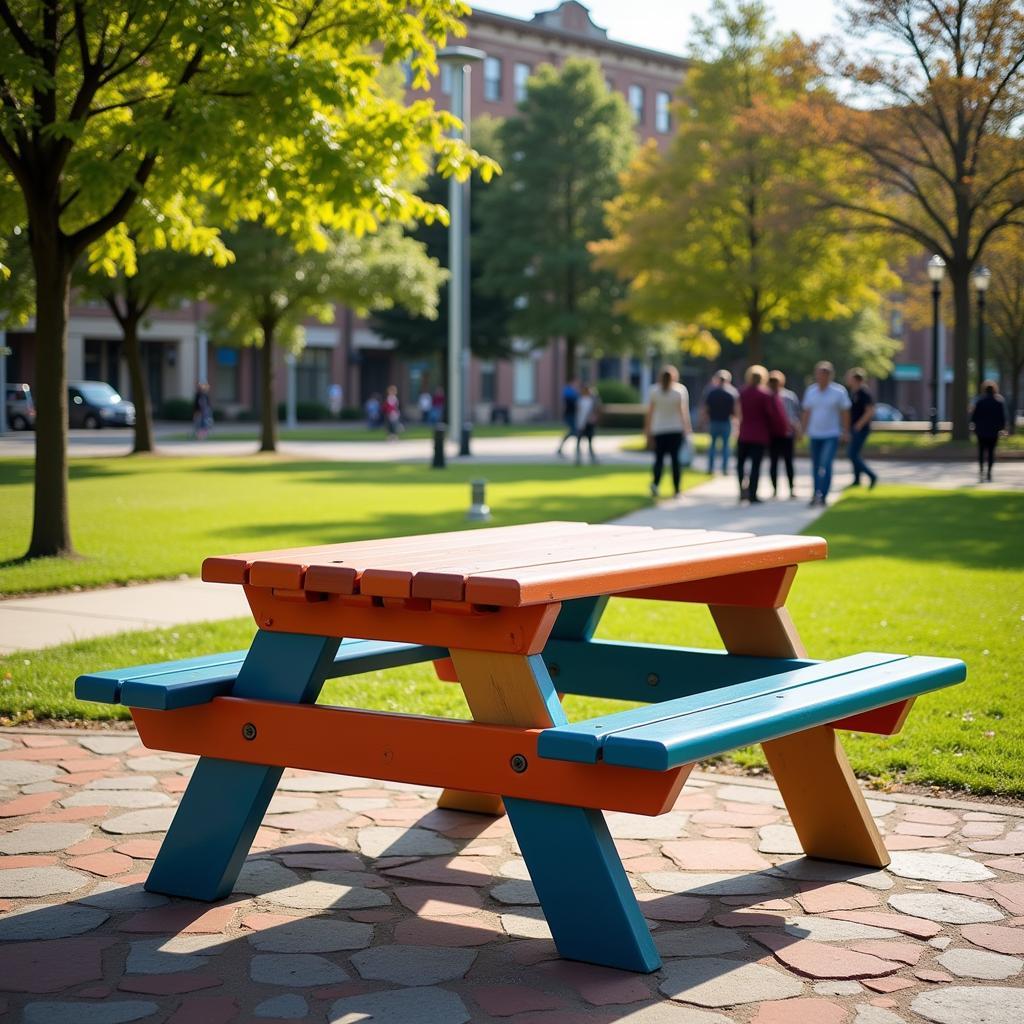 A sturdy recycled plastic picnic table in a park setting