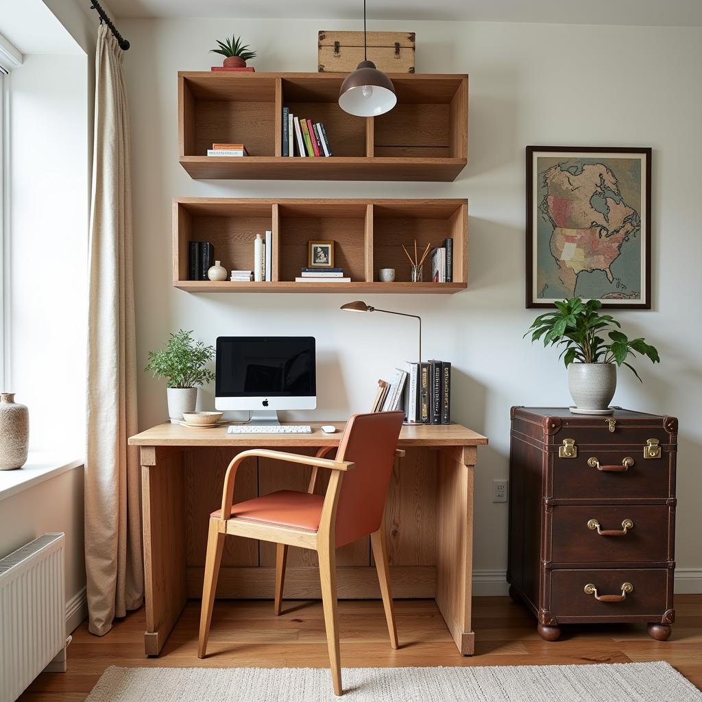 Repurposed furniture used as creative office solutions