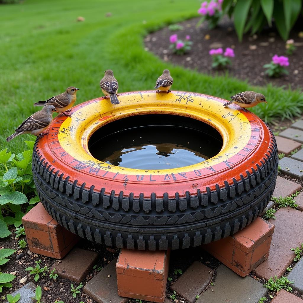 DIY Tire Bird Bath