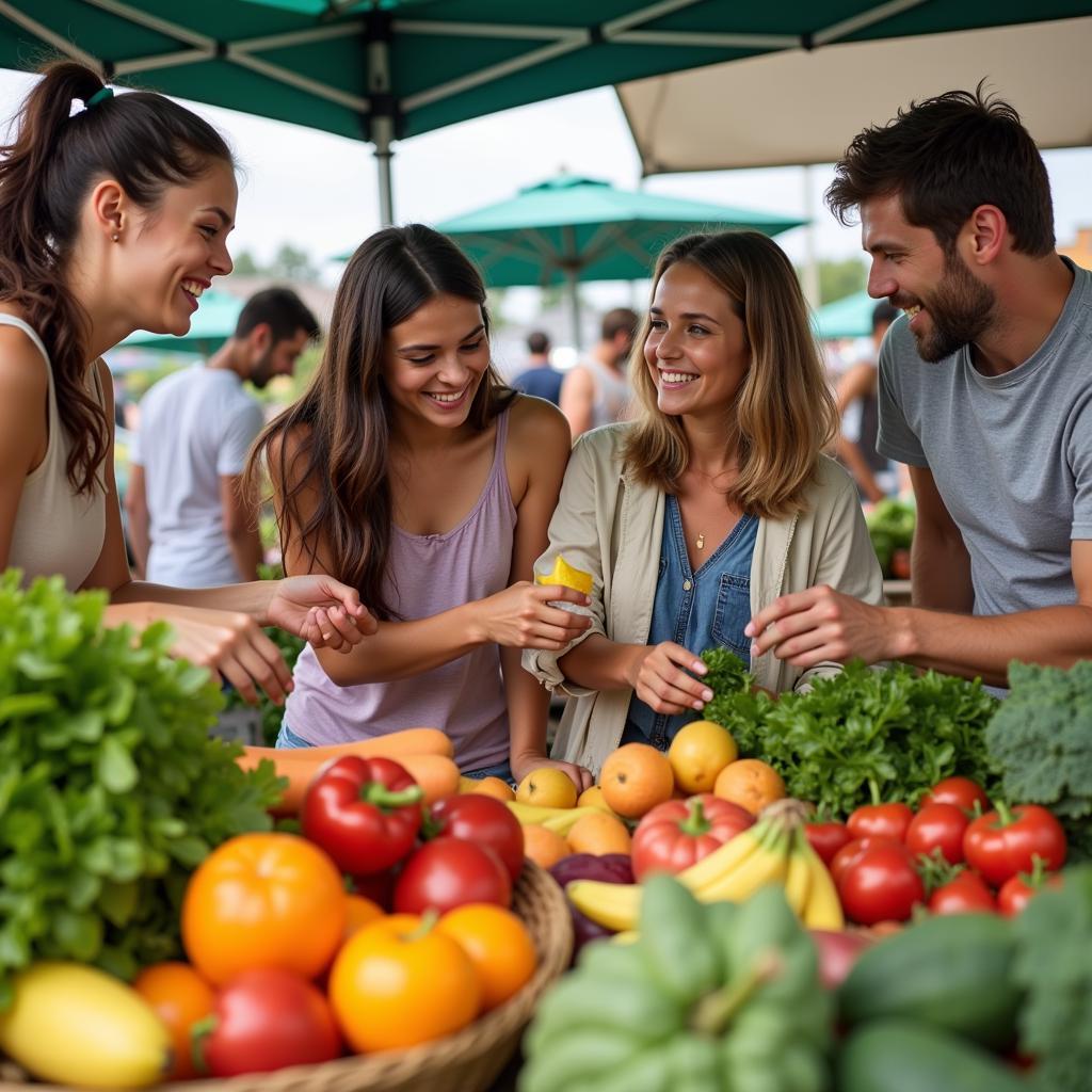 Family enjoying fresh produce at a Rhode Island farmers market