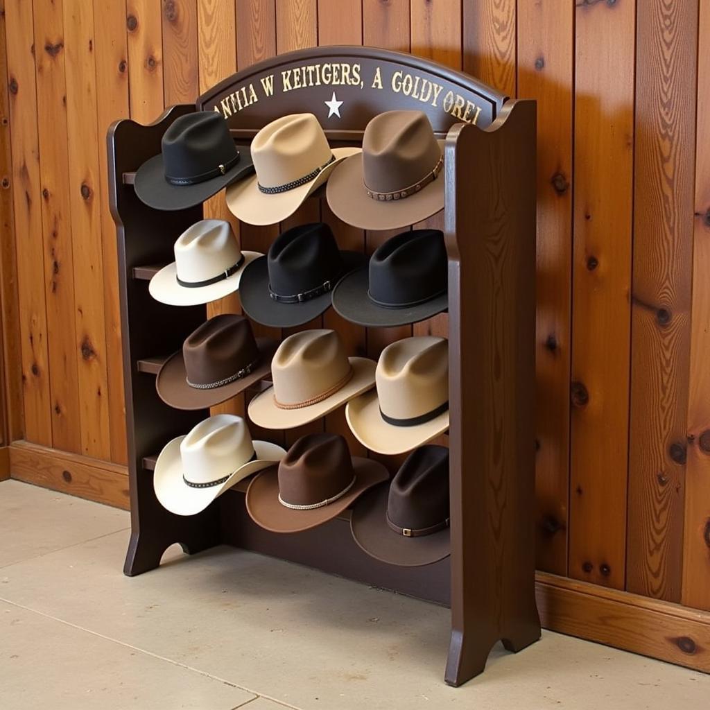 Wooden cowboy hat rack