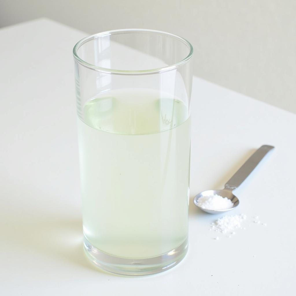 A glass of saltwater rinse on a table