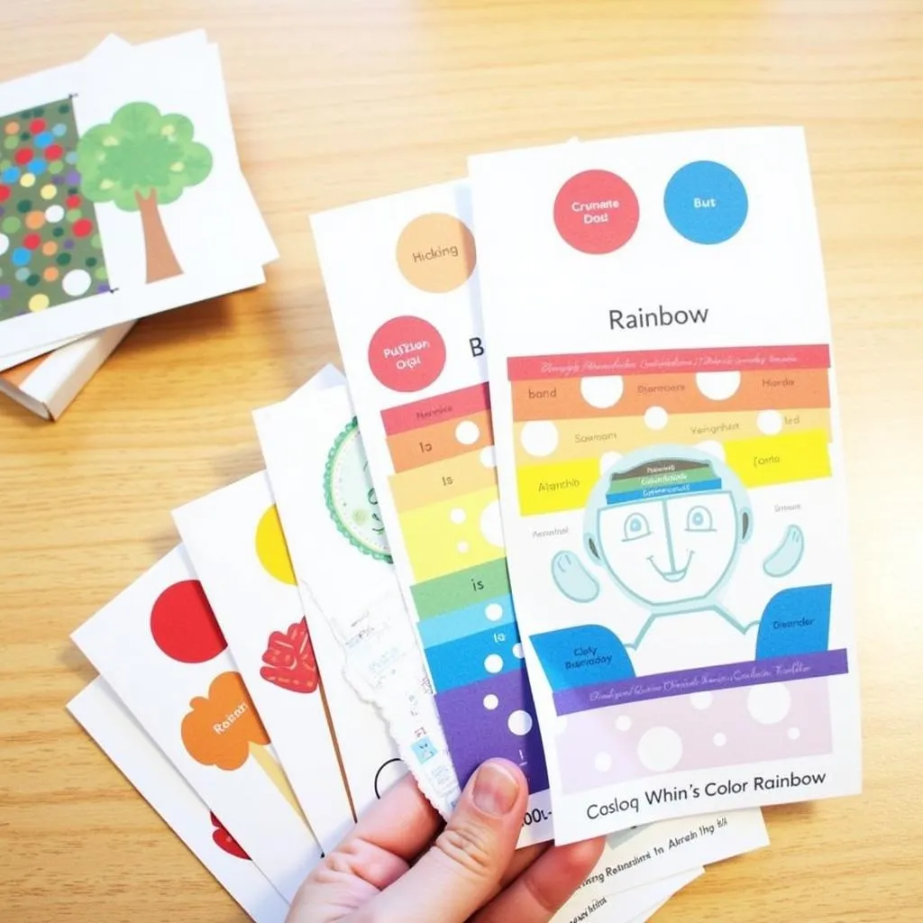 Printable color cards with rainbow colors for the saran wrap game