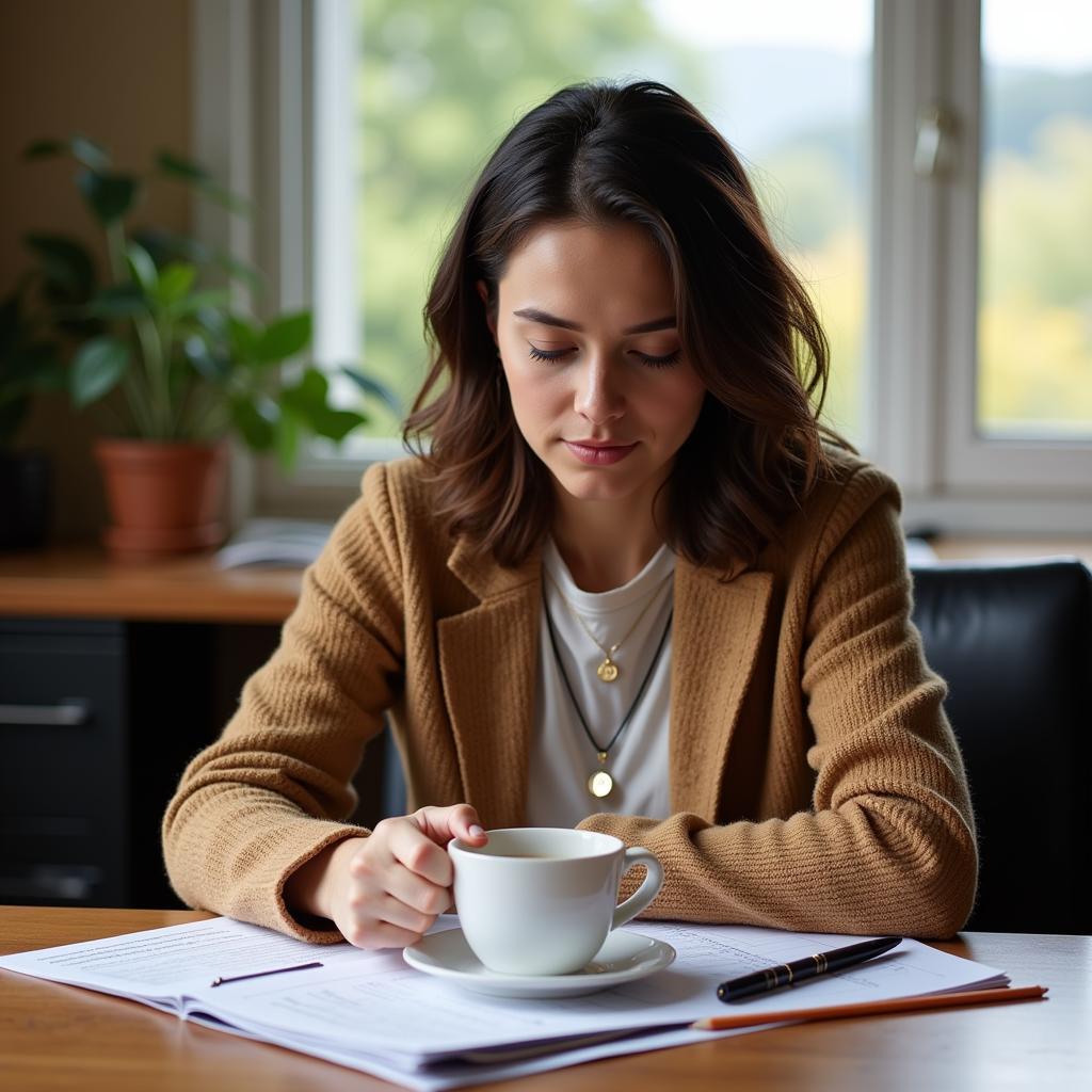 Teacher reviewing a scholarship application