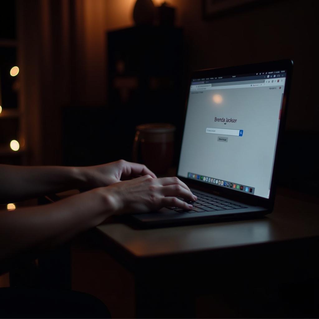 Person searching for Brenda Jackson books on a laptop