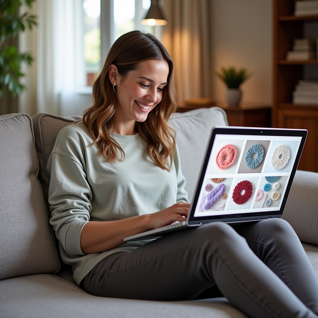 Woman Browsing Crochet Patterns