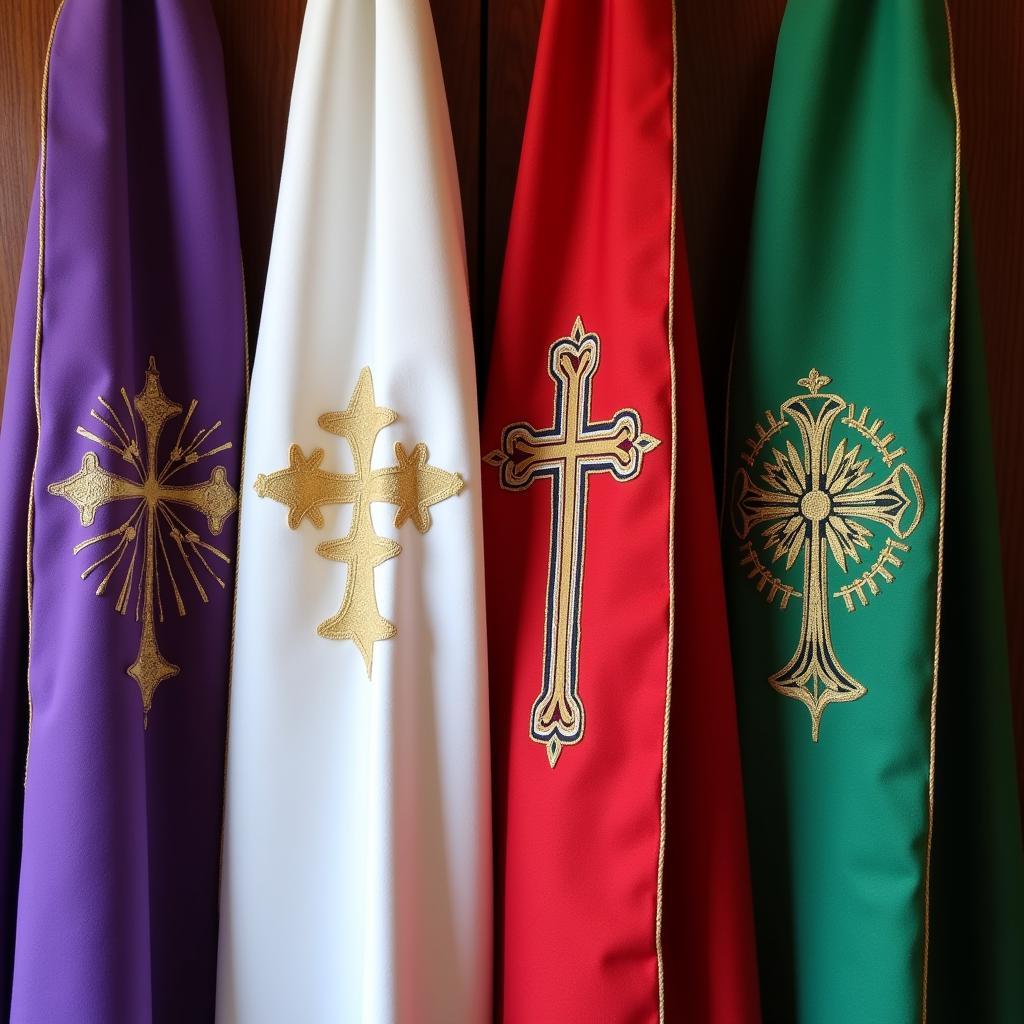 clergy stoles in different liturgical colors