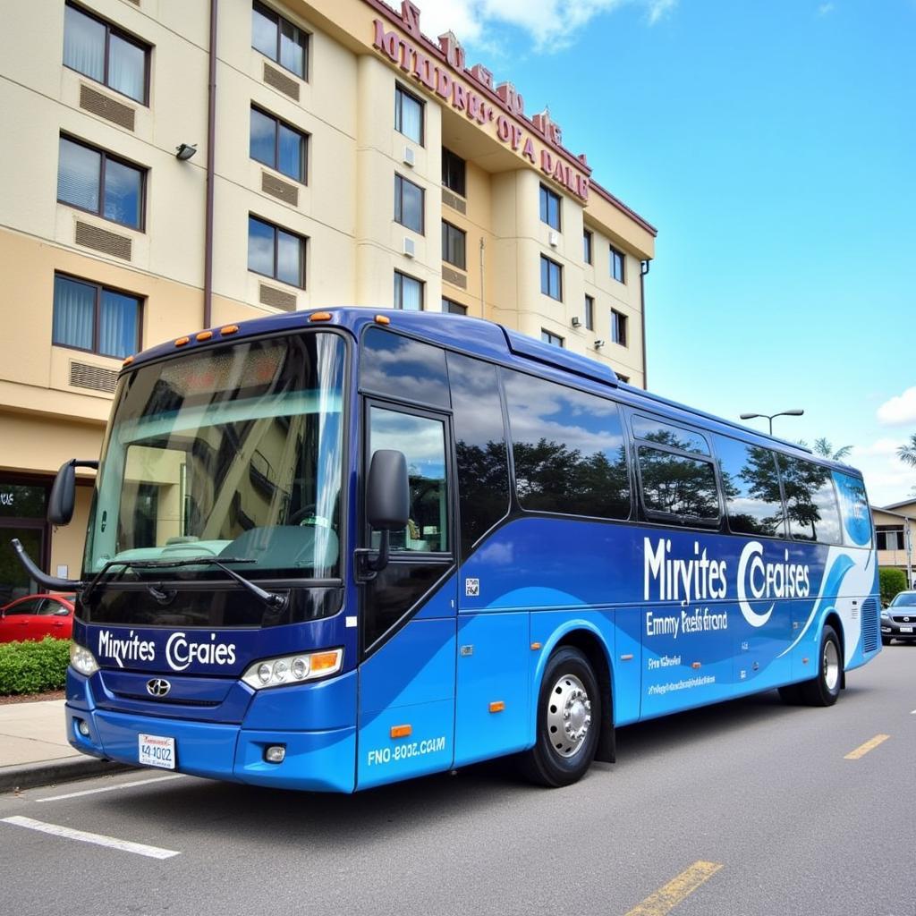 Shuttle bus transporting passengers from hotel to cruise port