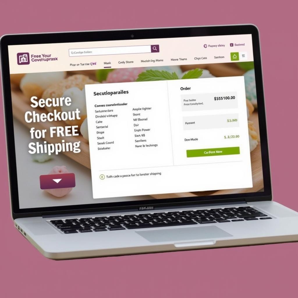 Secure checkout process on an online candy store website