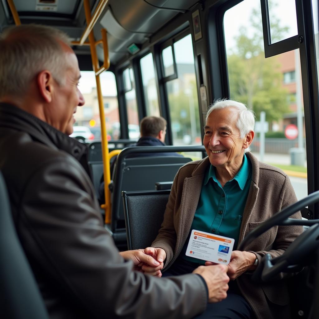 Senior Citizen Using Cherriots Honored Citizen ID Card