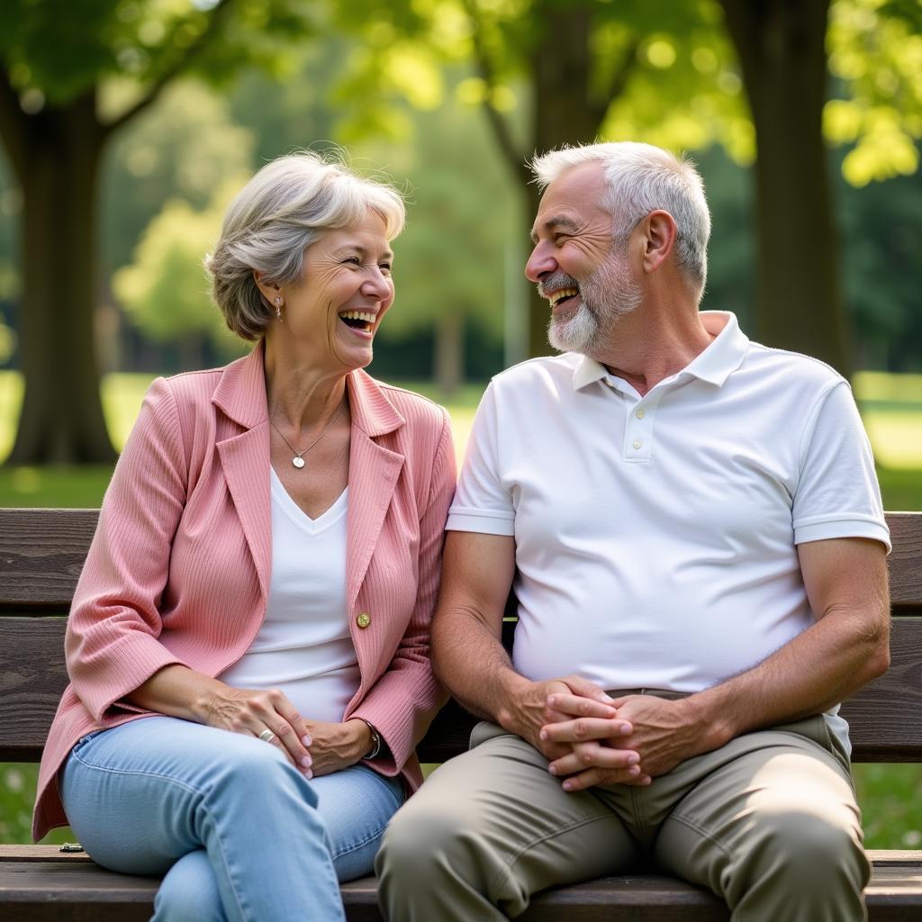 Senior companions laughing together