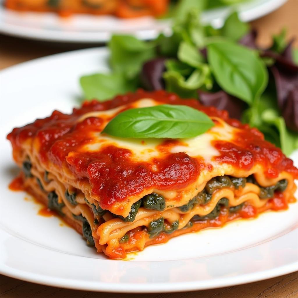  A plate of delicious gluten-free lasagna, ready to be enjoyed