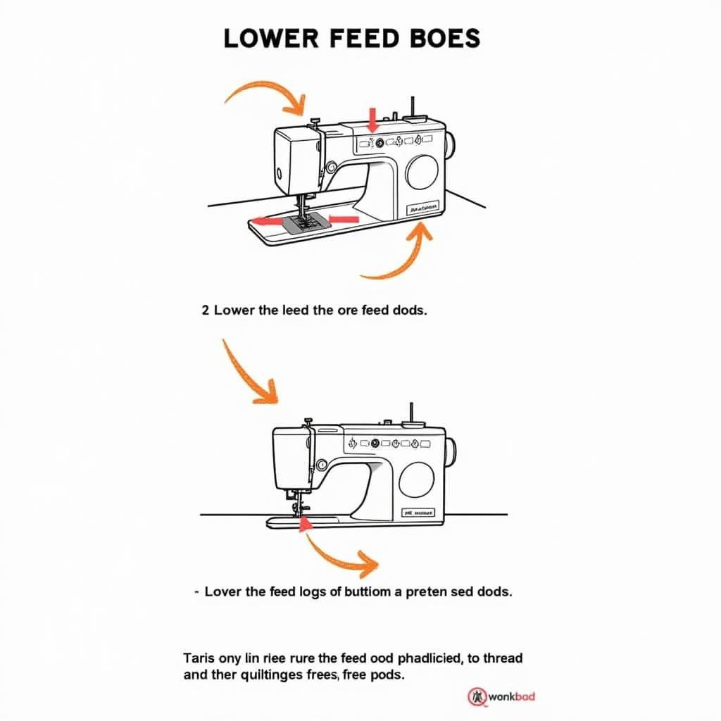 Preparing sewing machine for free motion quilting