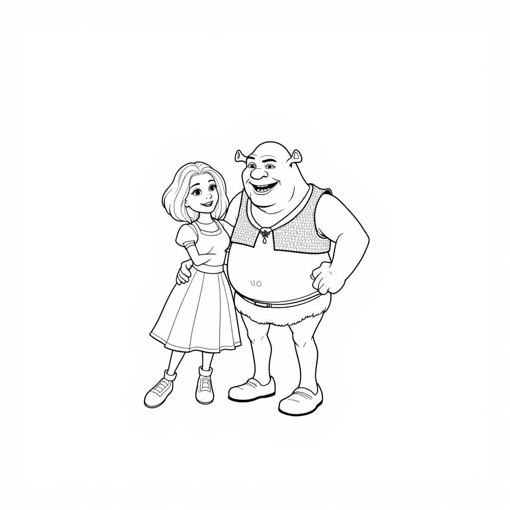 Shrek and Fiona coloring page