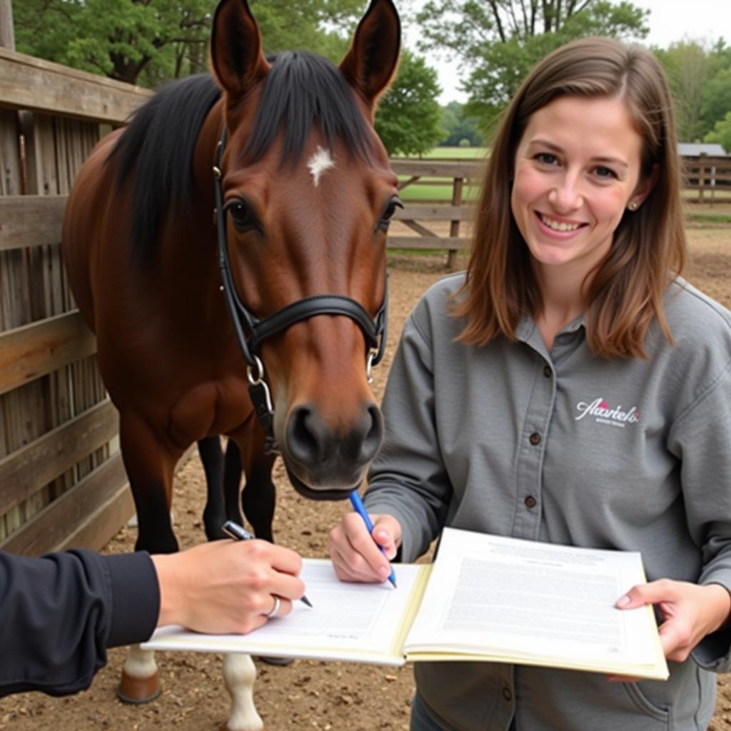 Signing Horse Adoption Papers