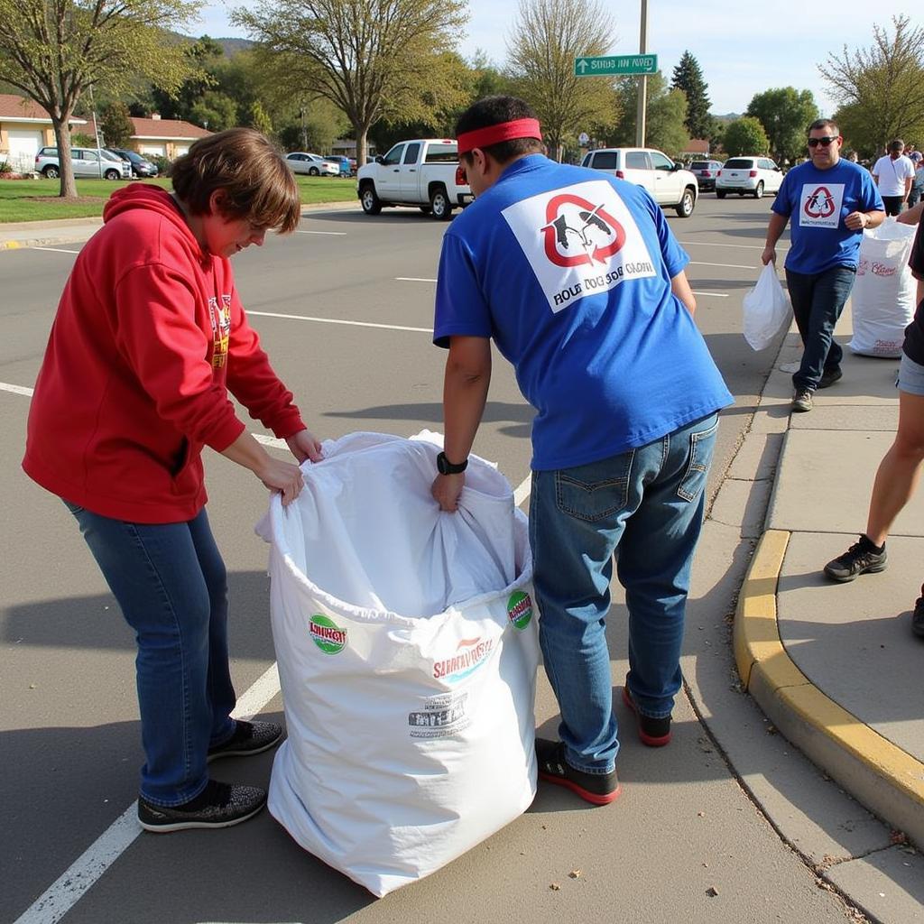 Simi Valley residents carefully sort their items for disposal.