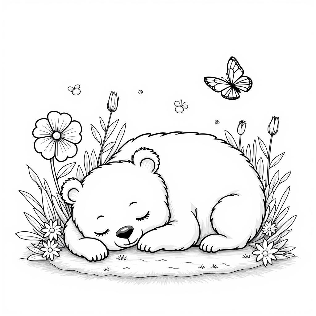 Sleeping Bear Coloring Page