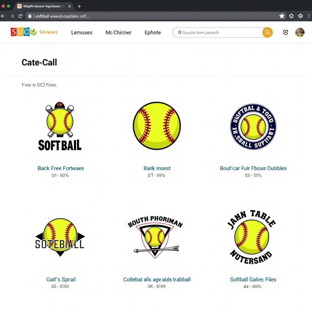 Website showcasing free softball SVG files