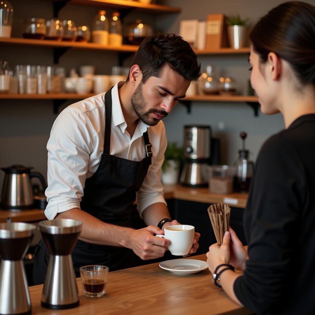 Enjoying a Low-Acid Brew at a Cafe