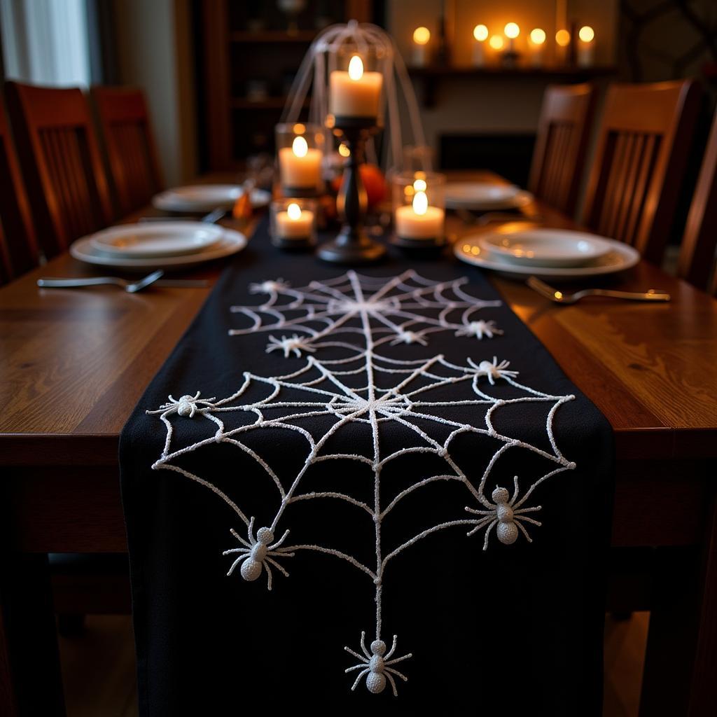 DIY Spooky Spiderweb Table Runner Pattern