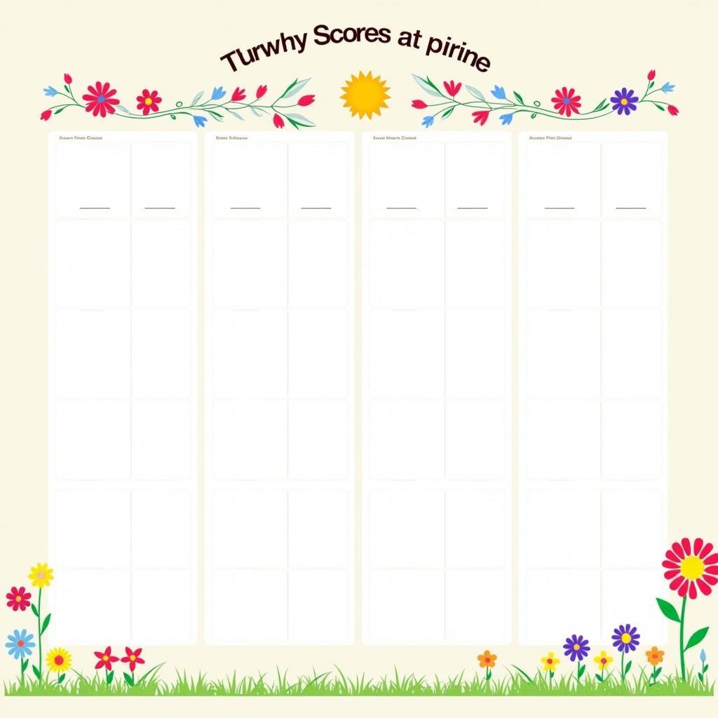 Floral Bunco Score Sheet for Spring