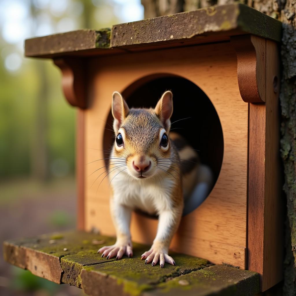 Squirrel Exploring its New Home