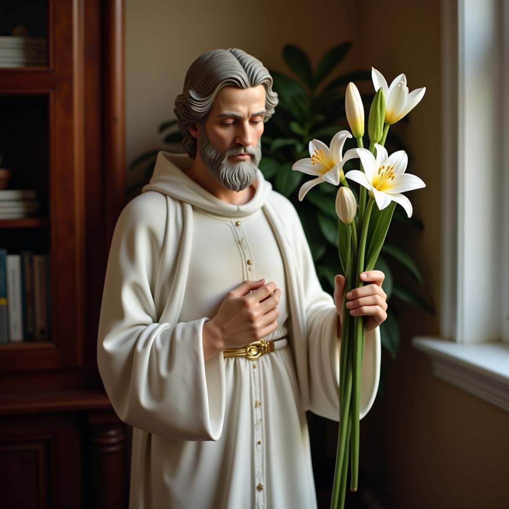 Statue of St. Joseph with Lilies