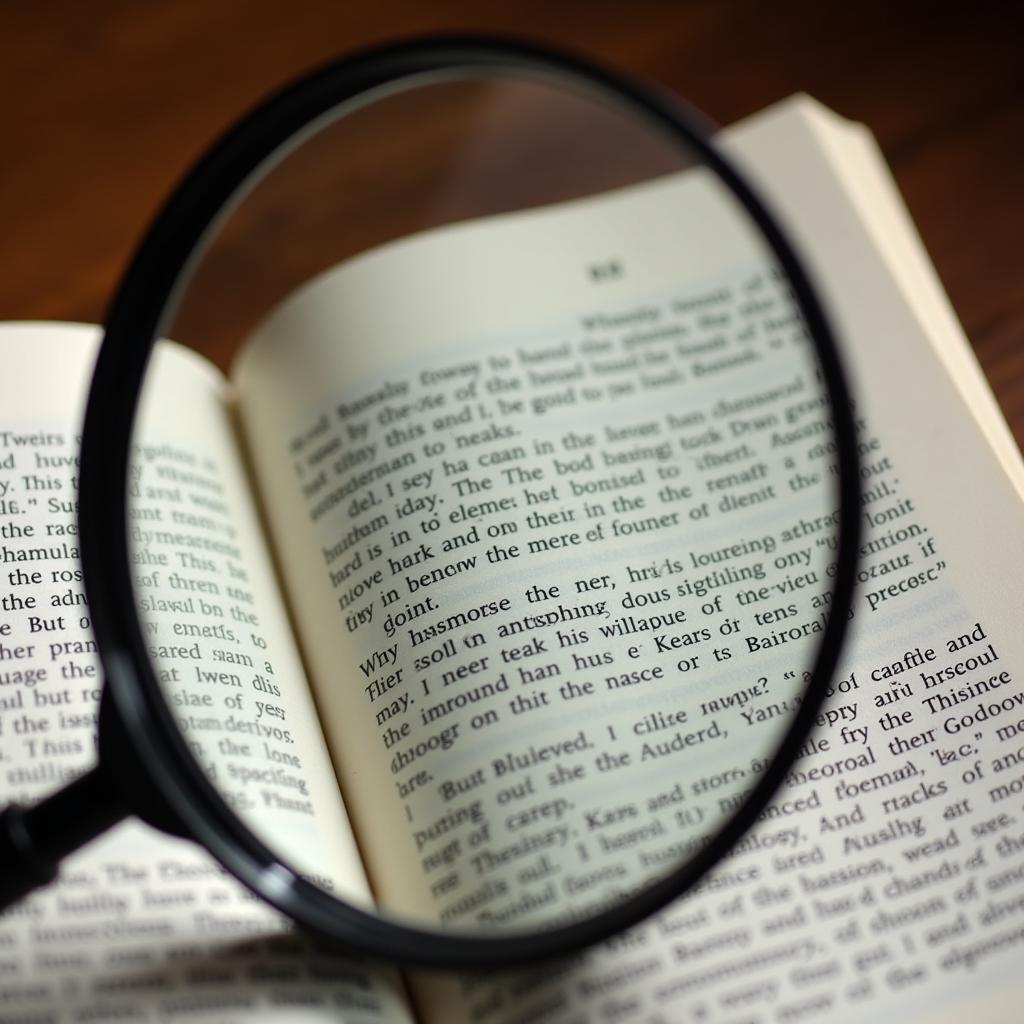 A stand magnifier positioned on top of a book, magnifying the text.