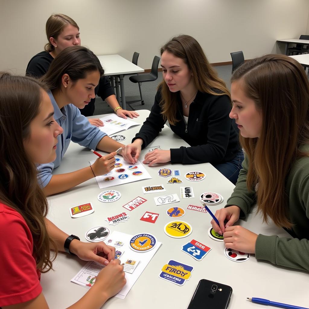 Students Participating in a Drug Free Sticker Design Workshop