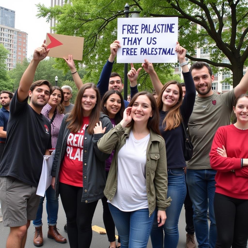 Students participating in a "Free Palestine" rally