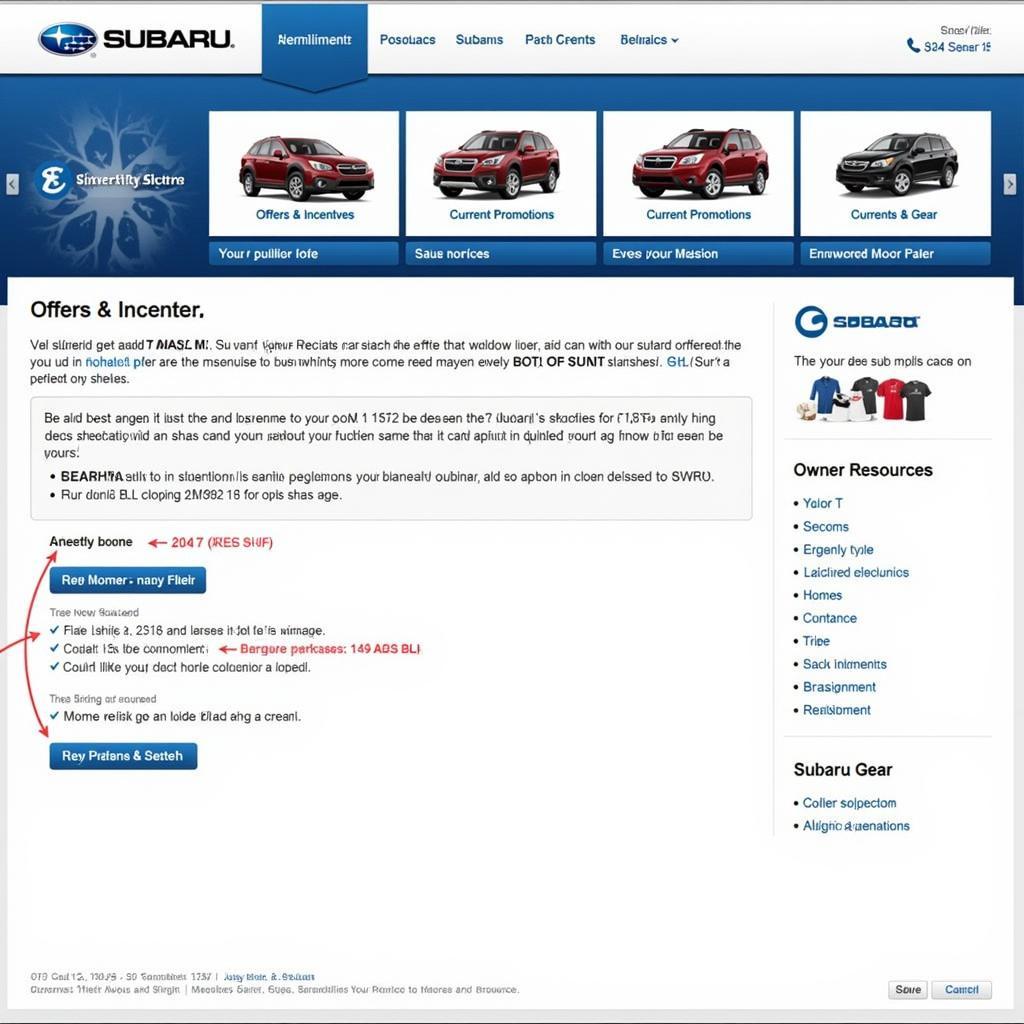 Subaru website freebies