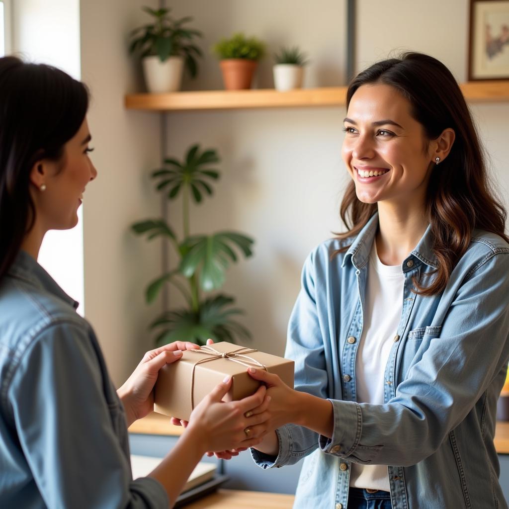 Happy buyer and seller completing a transaction through an Australia free classifieds platform