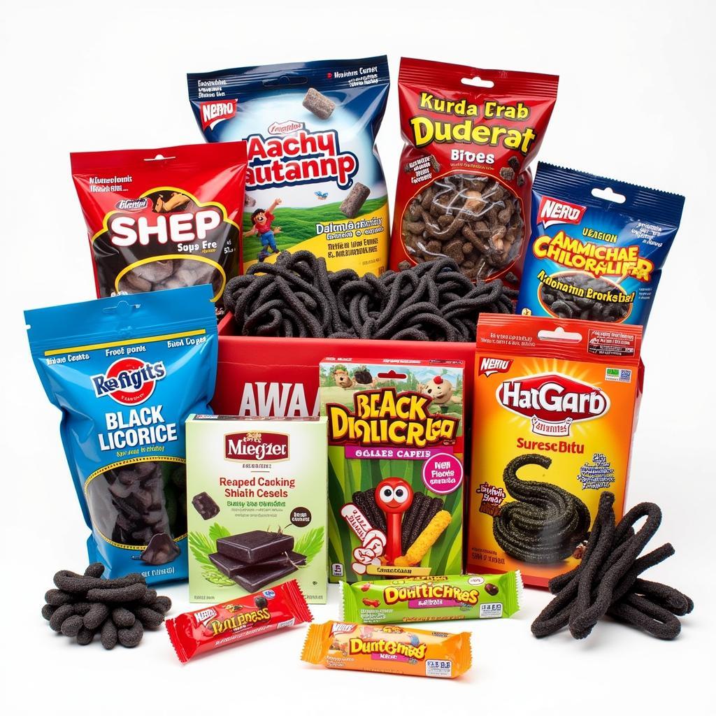 Assortment of sugar-free black licorice candies