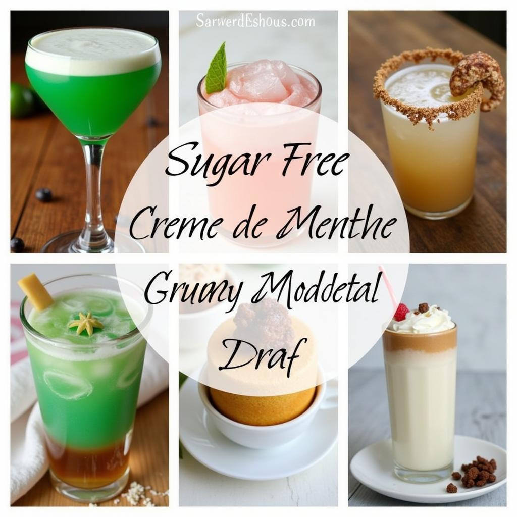 An assortment of cocktails made with sugar free creme de menthe syrup