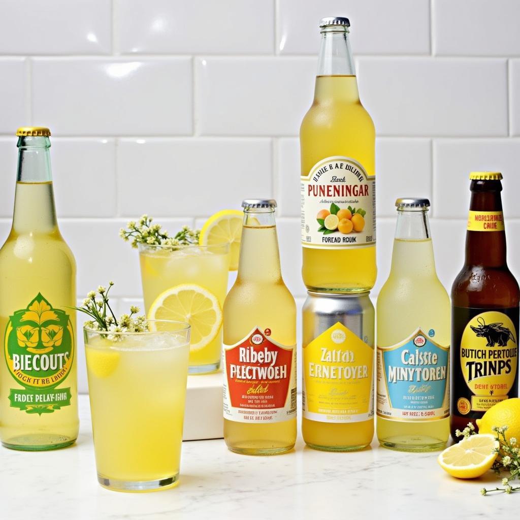 A variety of sugar free elderflower drinks.