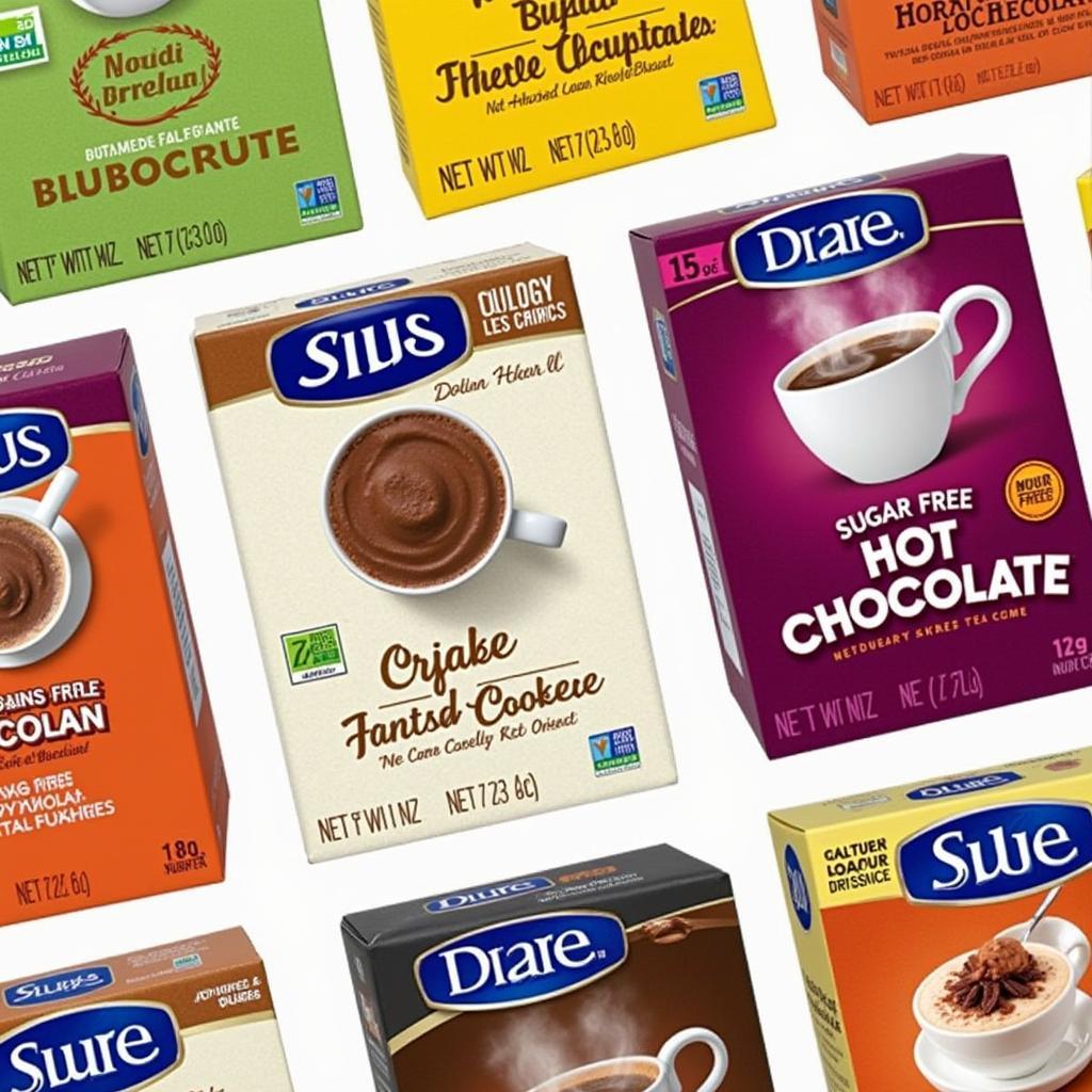 Assortment of sugar free hot chocolate packets