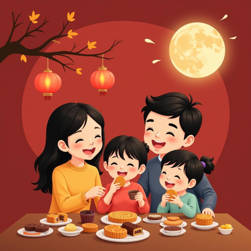 Family Enjoying Sugar Free Mooncakes