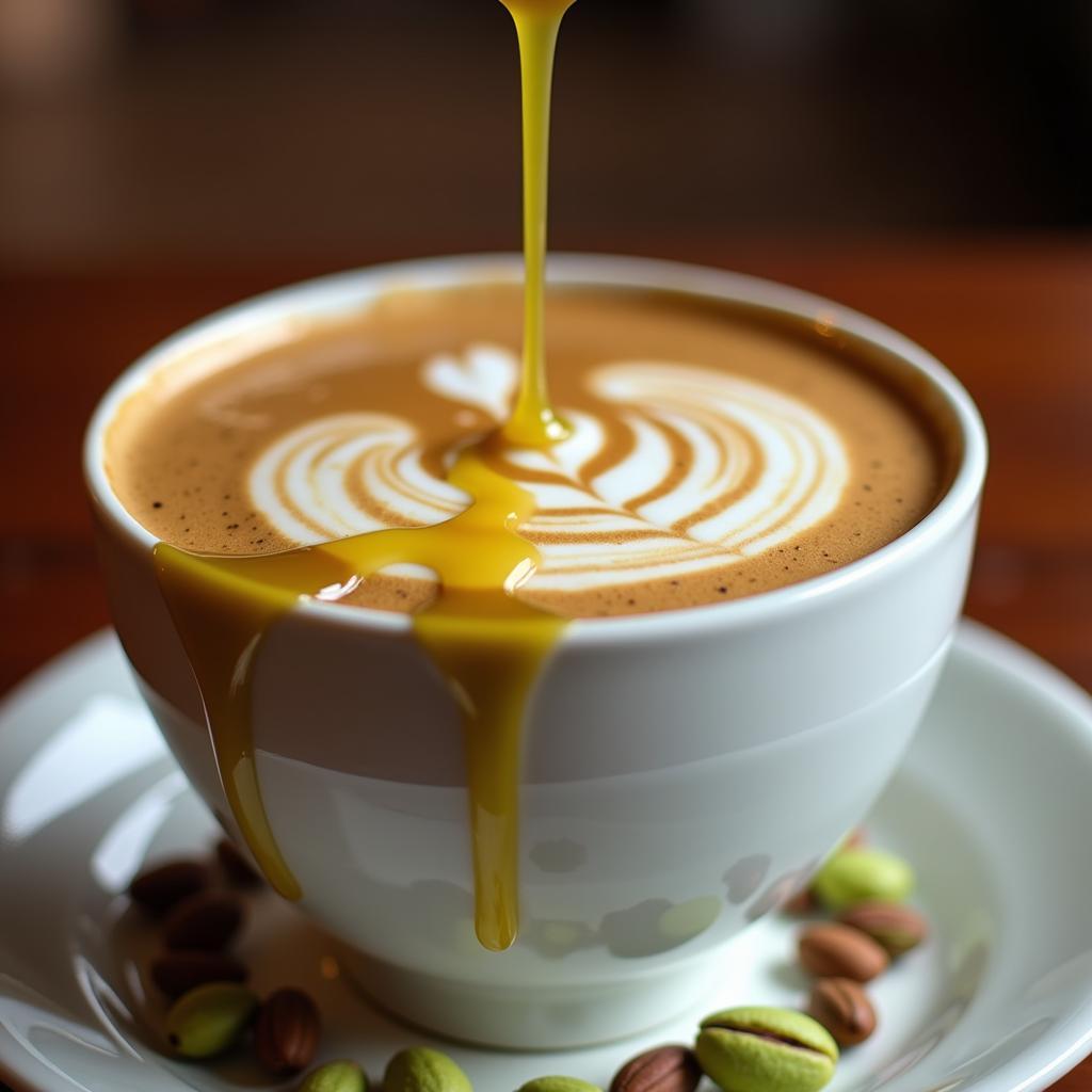 Sugar-Free Pistachio Coffee Syrup in Coffee