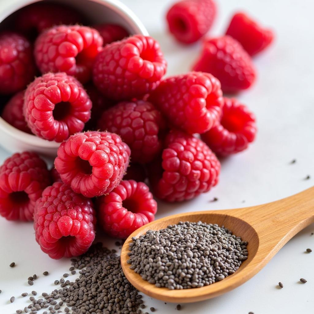 Fresh Raspberries and Chia Seeds