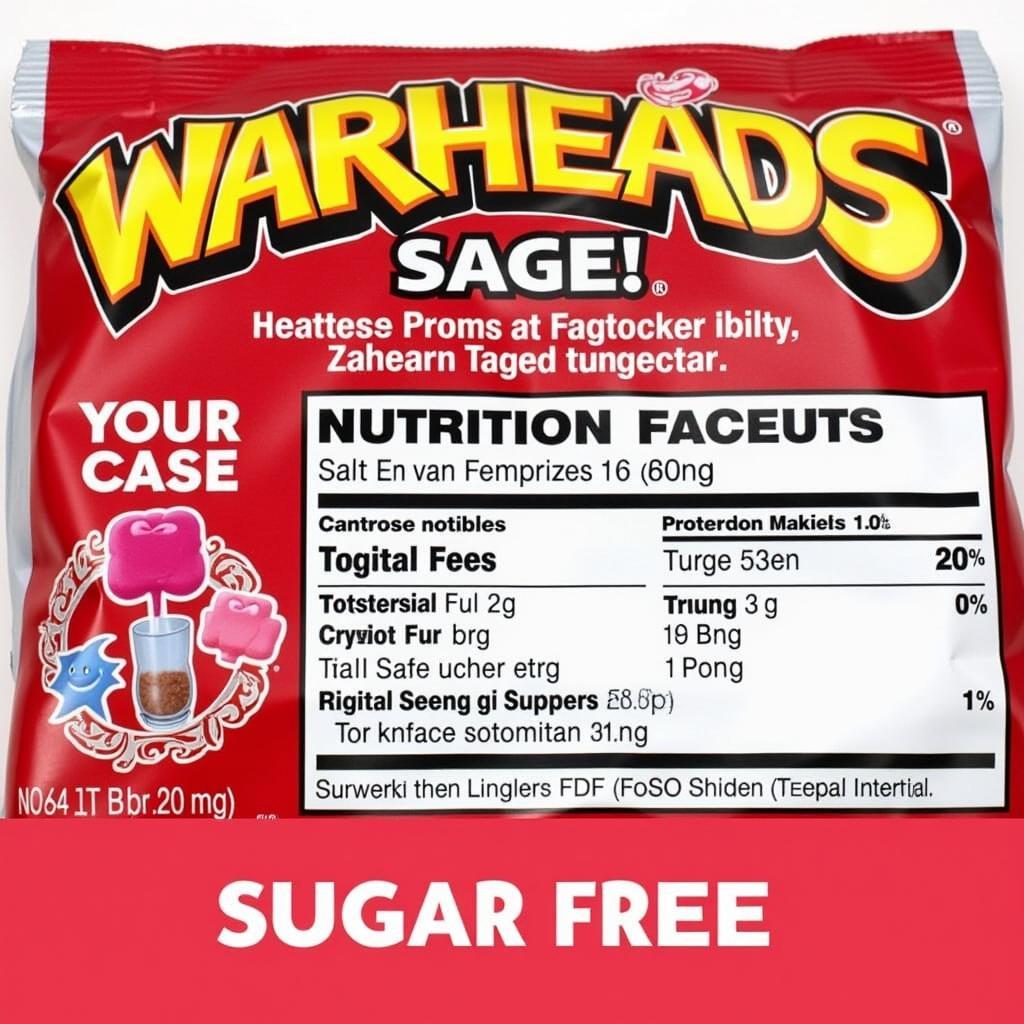 Close-up of the nutritional information on a pack of sugar free Warheads