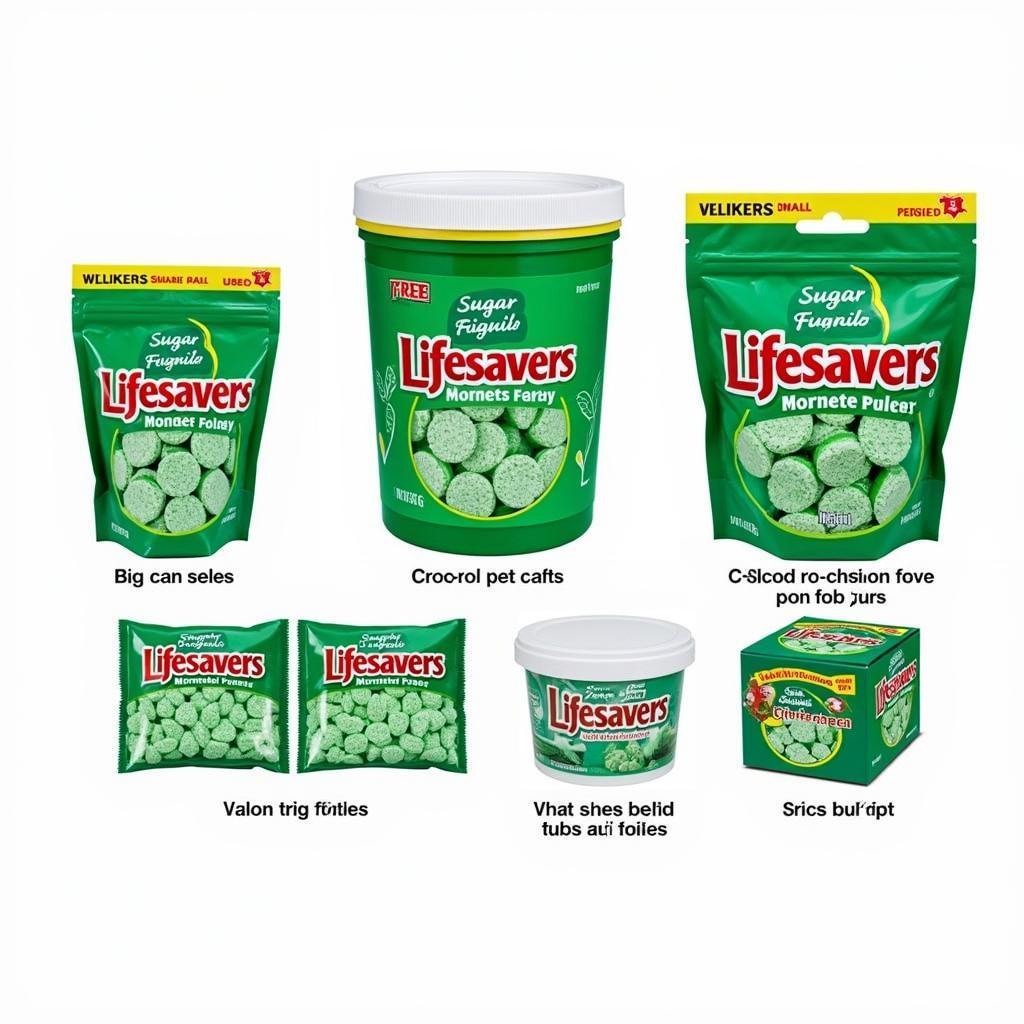 A variety of sugar free Wintergreen Lifesavers in bulk packaging